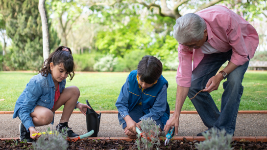 A family gardening