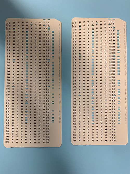 An original punch card, used for data collection
