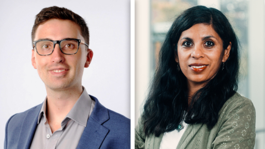 Kevin Robb, (L), a doctoral student in Dr. Sowmya Viswanathan'​s laboratory and the lead author of the study, and Dr. Viswanathan, a scientist at UHN's Schroeder Arthritis Institute