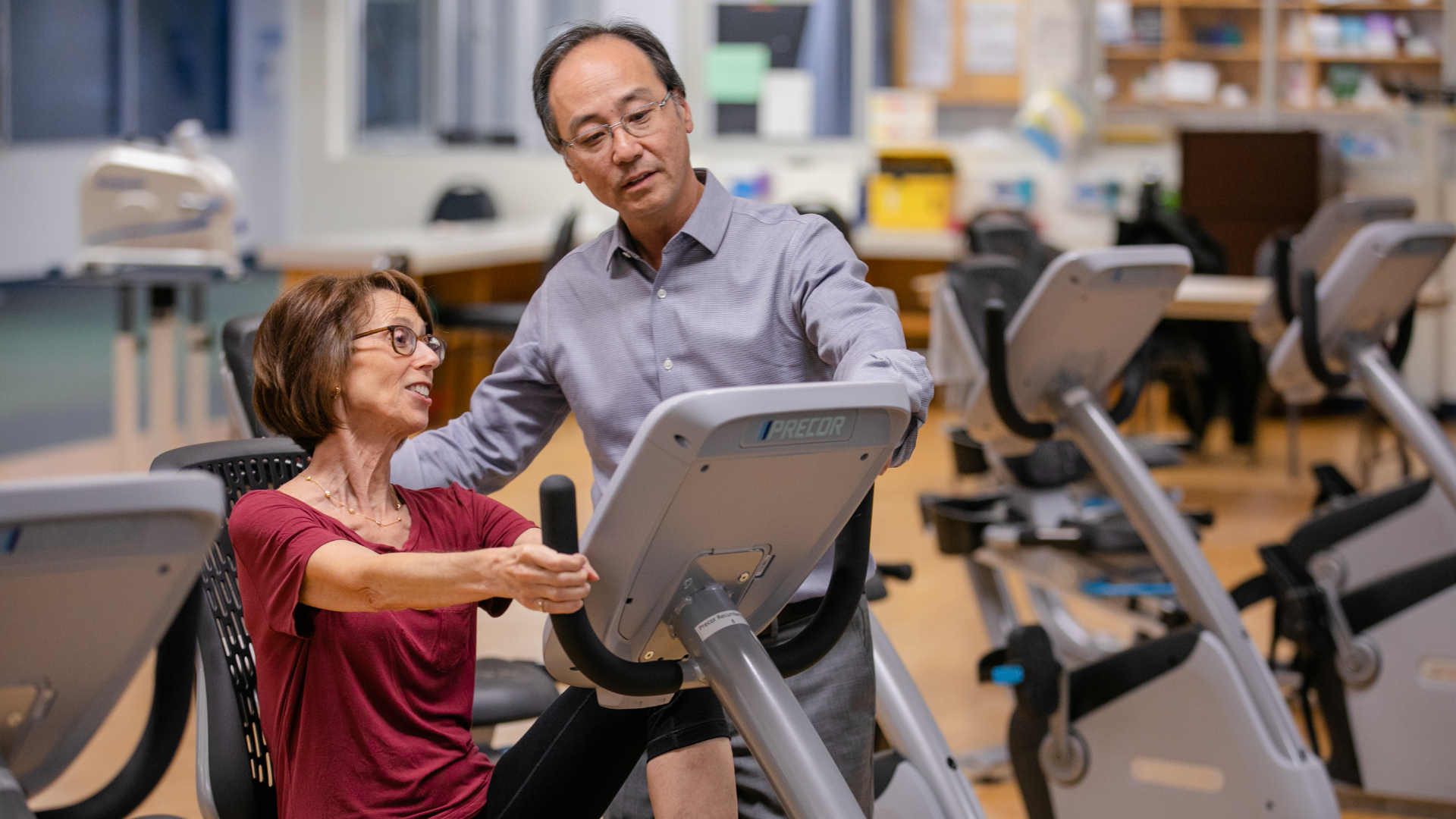 Toronto Rehab's exercise machine with a patient and doctor