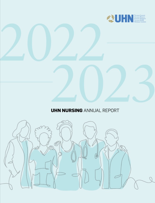 Nursing Annual Report cover with an illustration of nurses.