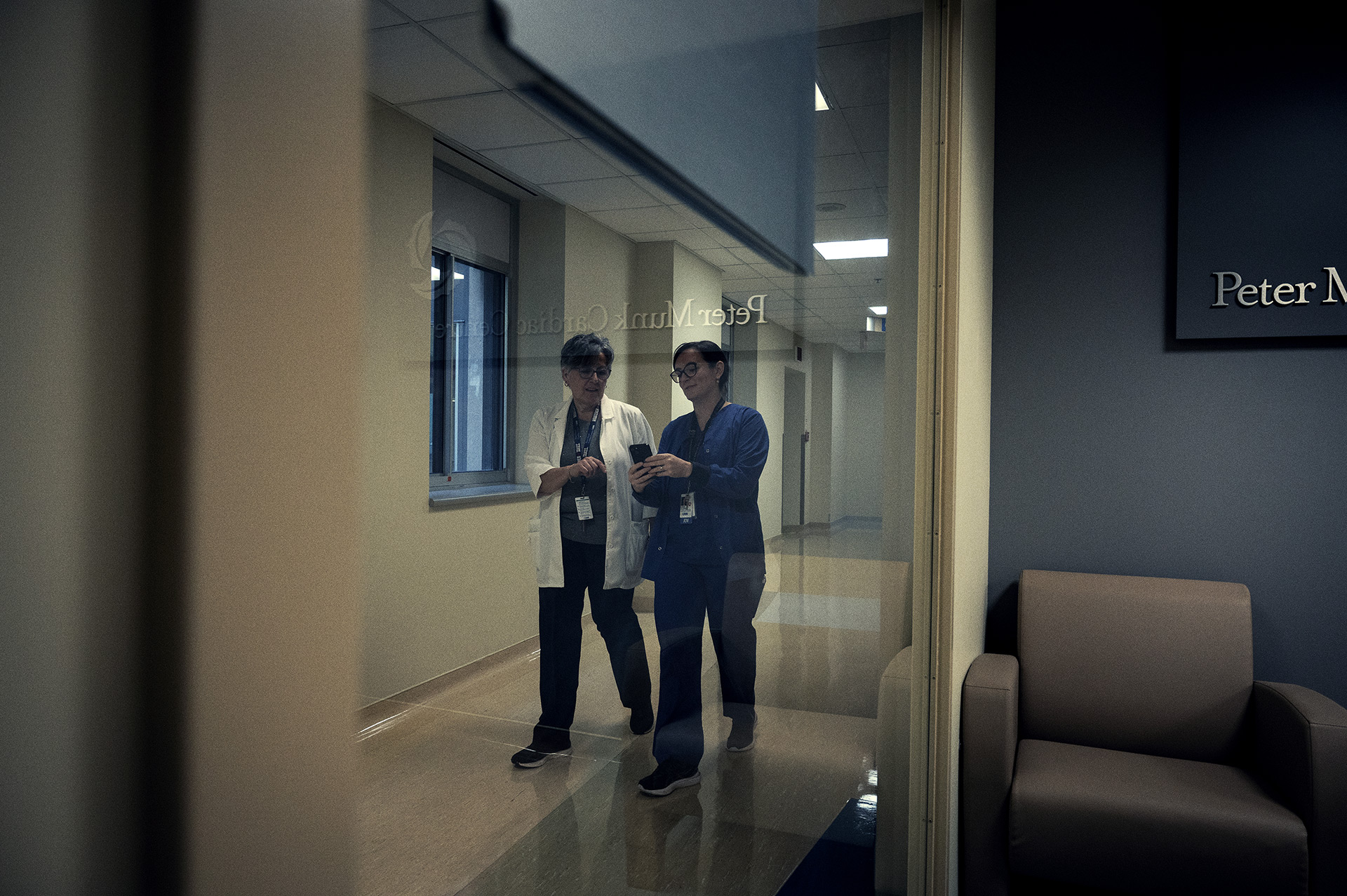 Medly program nurse coordinators walking down a hallway at Toronto General Hospital.