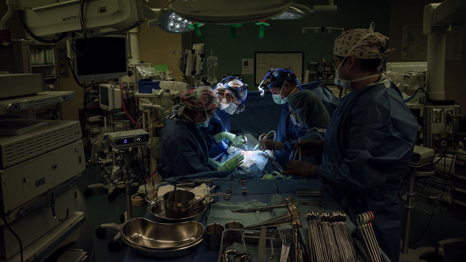 Operating room with a transplant patient