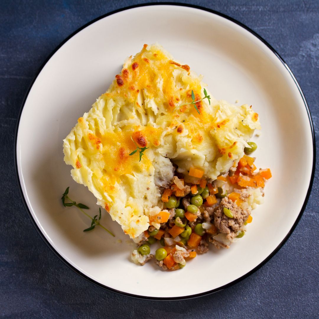 Turkey and lentil shepherd's pie on a plate