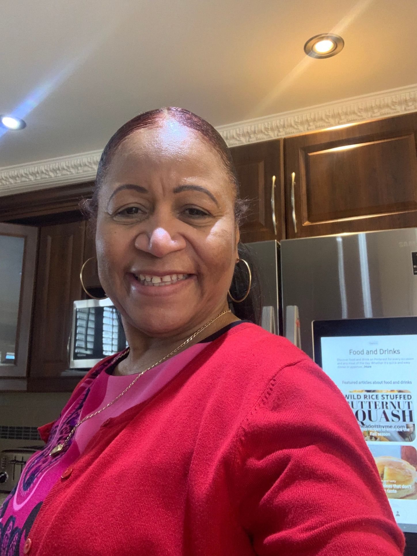 Trudy Whiting takes a selfie while in her kitchen