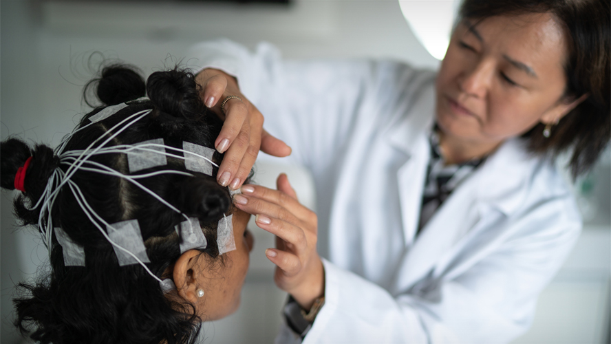 Sensors on patient head