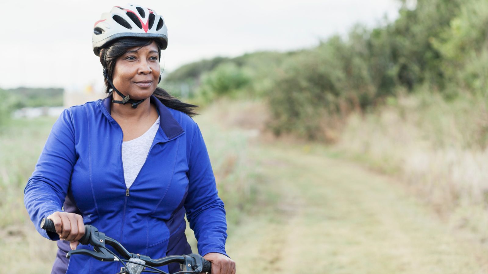 A lady being active outdoors