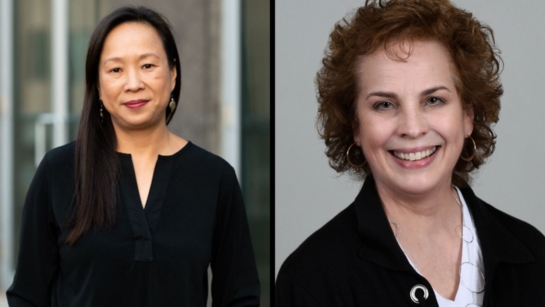 Dr. Esther Bui and Dr. Mary Angela O'Neal both smile as they look into the camera in separate photos