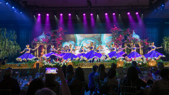 Dancers on stage in a Diwali performance