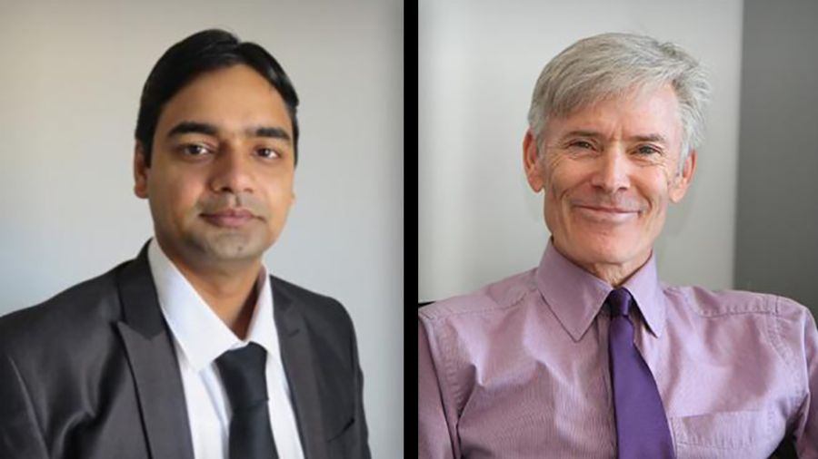 Dr. Hridesh Mishra, (L), first author of the study, is a postdoctoral researcher in the lab of Dr. Kevin Kain, Senior Scientist at UHN's Toronto General Hospital Research Institute and co-senior author of the study. (Photo: UHN Research Communications)