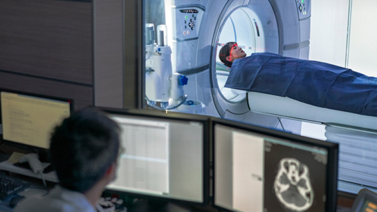 MRI machine with patient