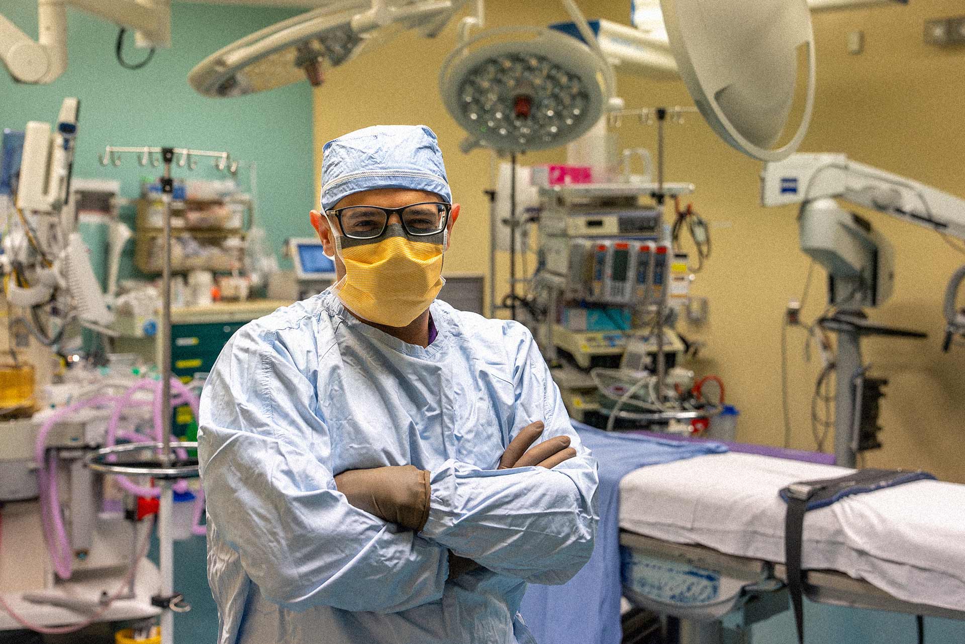 A surgeon in an operating room.