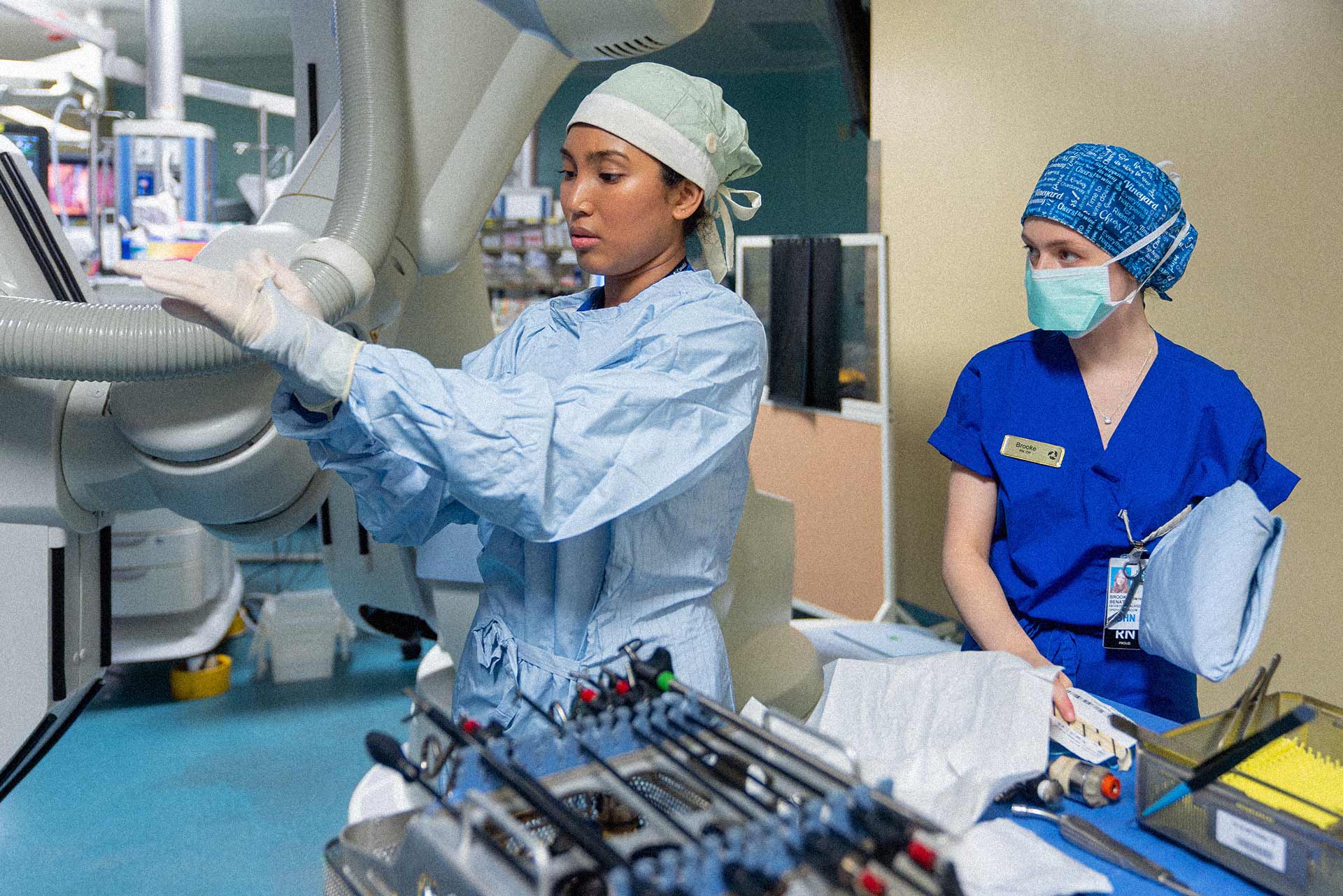 Two nurses in an operating room.