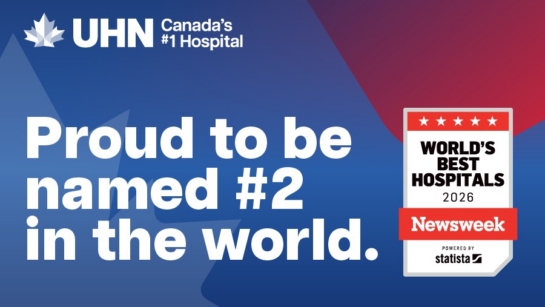 A graphic with UHN Canada's #1 Hospital. It also says 