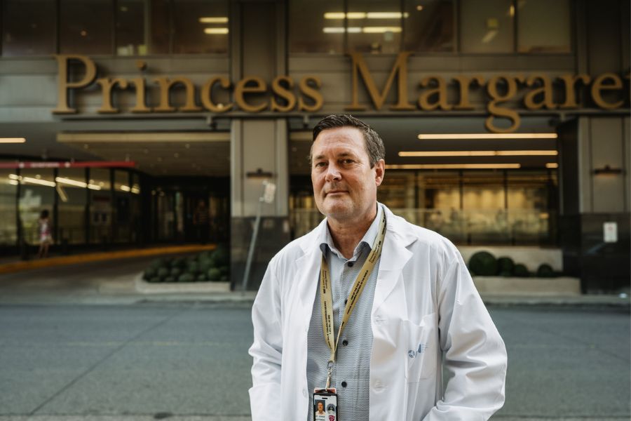 Dr. Jonas Mattsson standing in front of Princess Margaret Cancer Centre