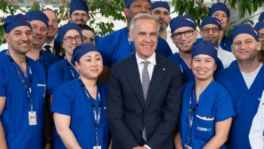Mr. Carney with UHN staff at Toronto General Hospital
