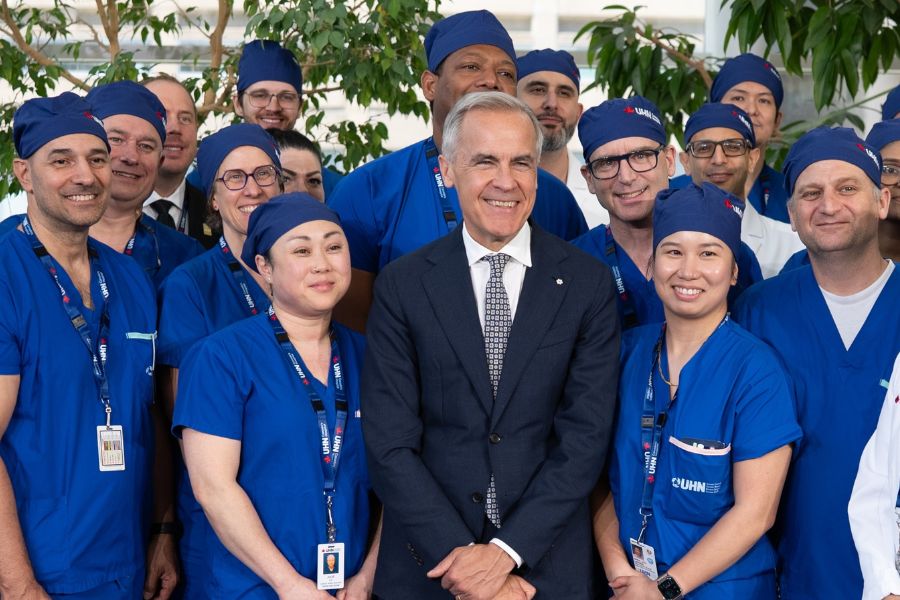 Mr. Carney with UHN staff at Toronto General Hospital