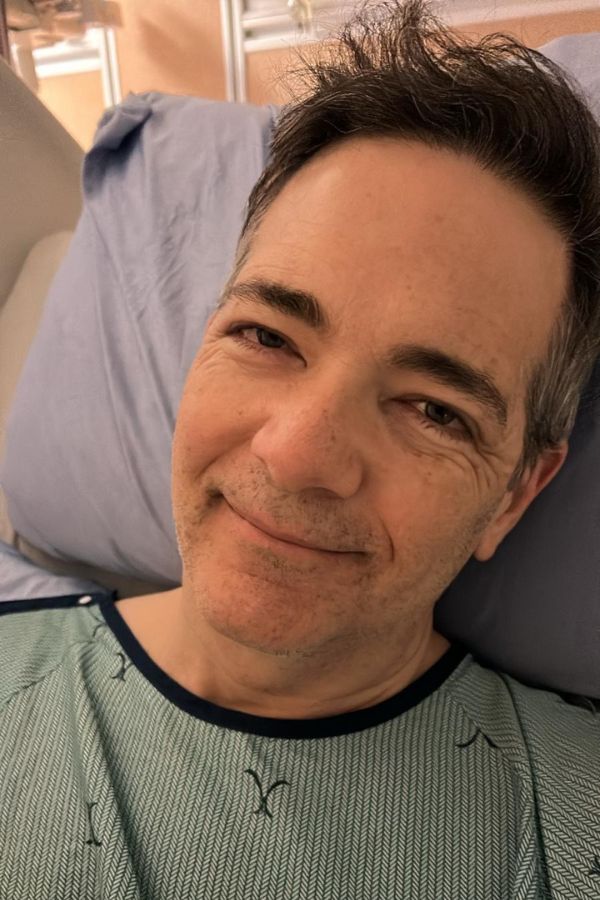 Mike Wise smiling while in hospital at UHN as a living organ donor.